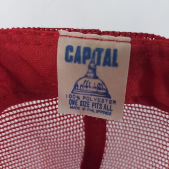 Vintage Daniels Western Meat Hat Cap Snap Back Red White Mesh Trucker Promo 80s - Picture 7 of 8